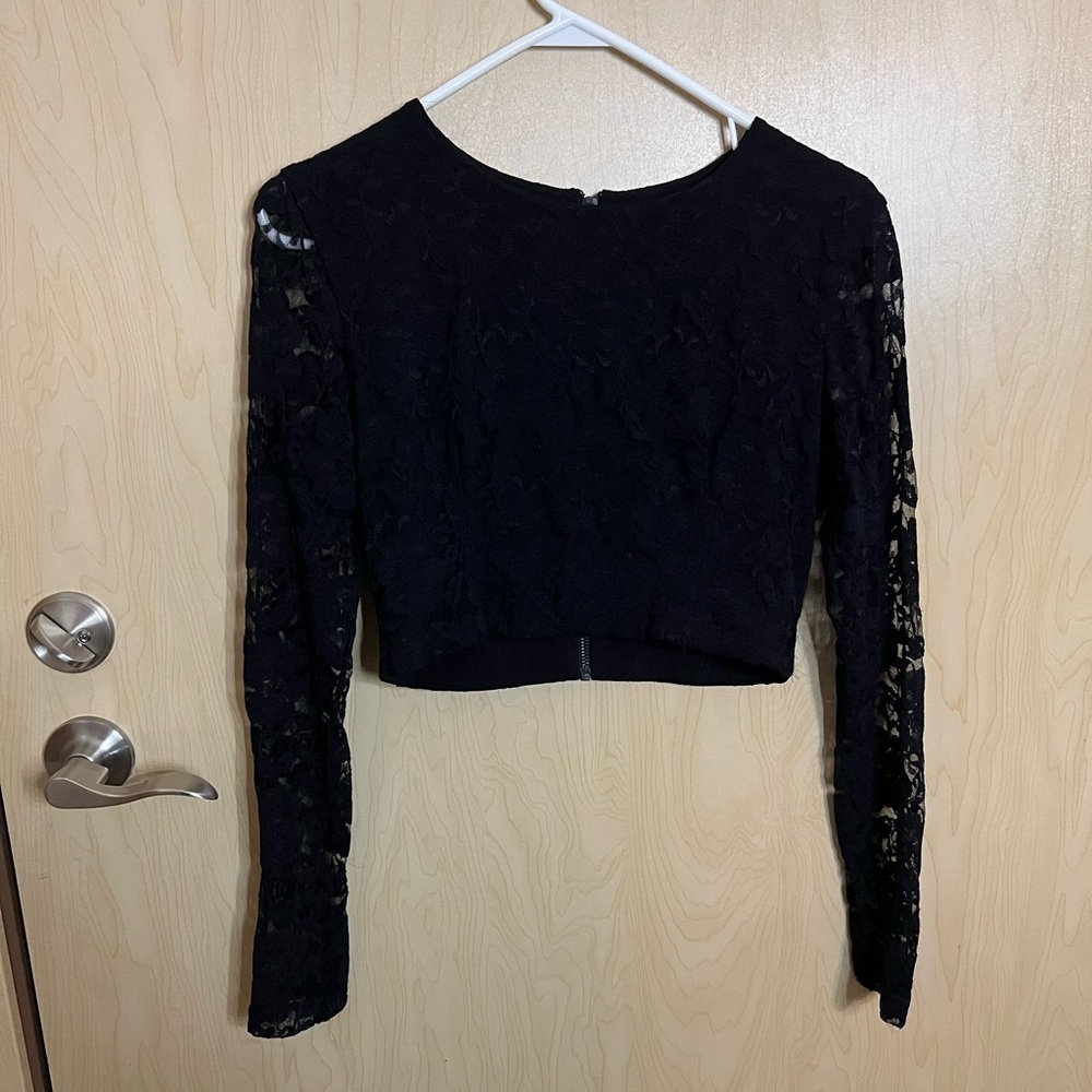Dress the population black lace two piece set